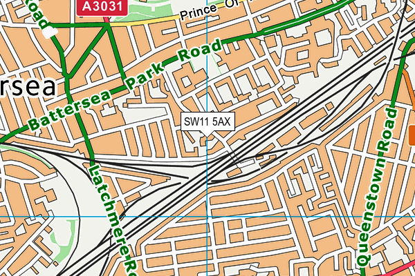 SW11 5AX map - OS VectorMap District (Ordnance Survey)