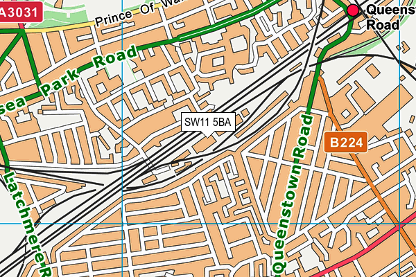 SW11 5BA map - OS VectorMap District (Ordnance Survey)