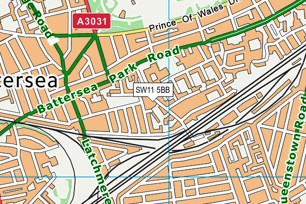 SW11 5BB map - OS VectorMap District (Ordnance Survey)