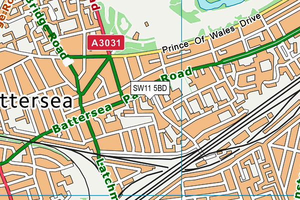 SW11 5BD map - OS VectorMap District (Ordnance Survey)
