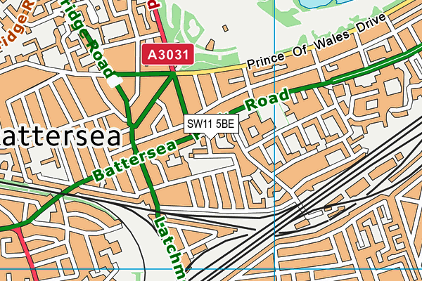 SW11 5BE map - OS VectorMap District (Ordnance Survey)