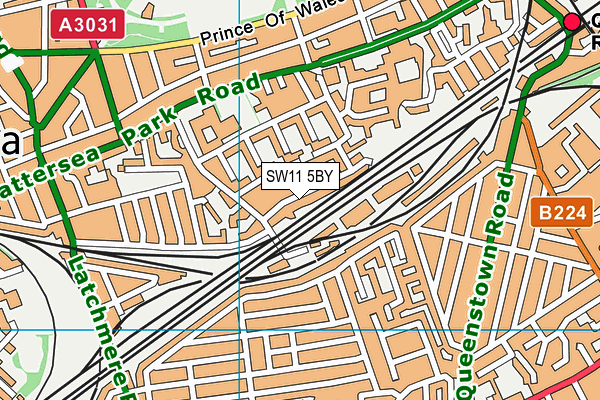 SW11 5BY map - OS VectorMap District (Ordnance Survey)