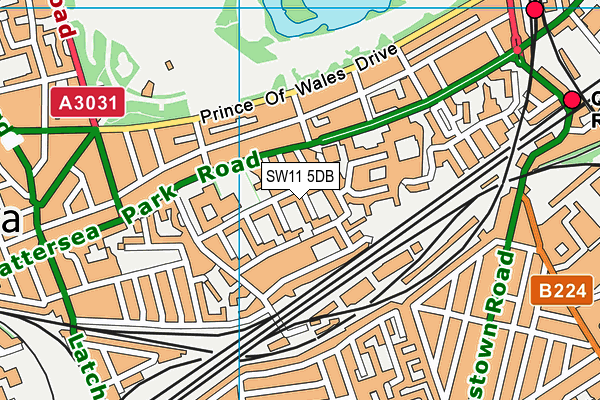 SW11 5DB map - OS VectorMap District (Ordnance Survey)