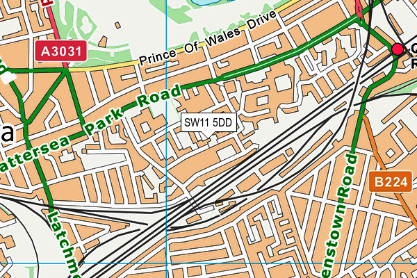 SW11 5DD map - OS VectorMap District (Ordnance Survey)