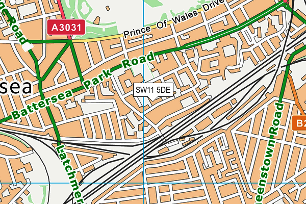 SW11 5DE map - OS VectorMap District (Ordnance Survey)