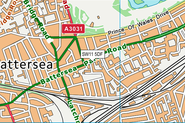 SW11 5DF map - OS VectorMap District (Ordnance Survey)