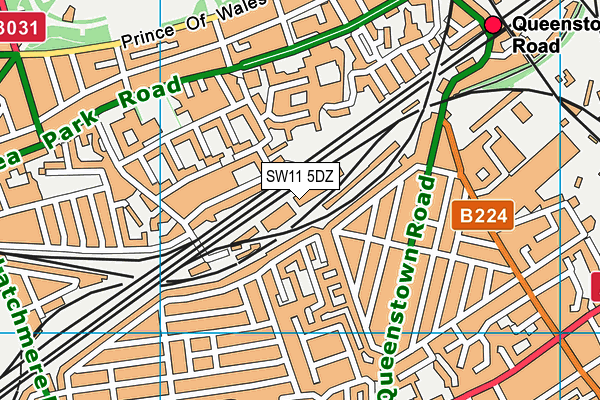 SW11 5DZ map - OS VectorMap District (Ordnance Survey)