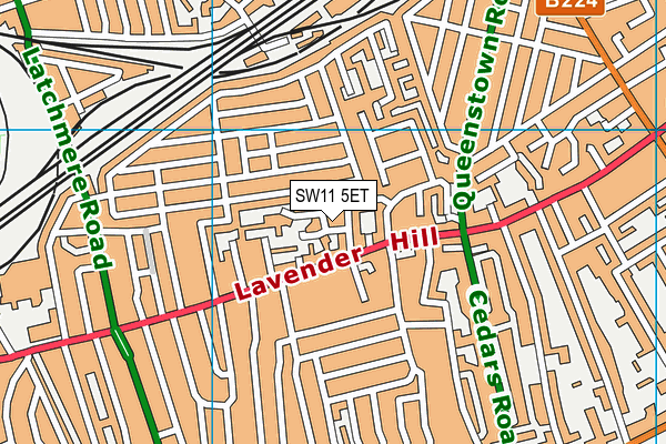 SW11 5ET map - OS VectorMap District (Ordnance Survey)