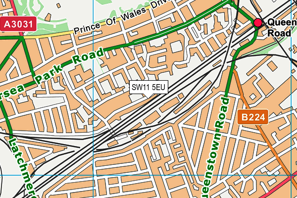 SW11 5EU map - OS VectorMap District (Ordnance Survey)