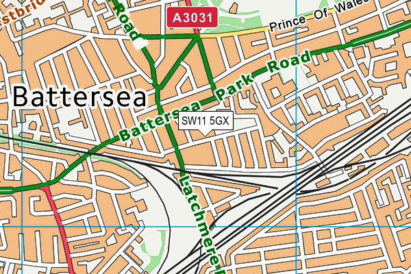 SW11 5GX map - OS VectorMap District (Ordnance Survey)