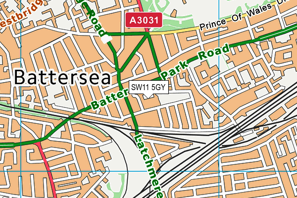 SW11 5GY map - OS VectorMap District (Ordnance Survey)