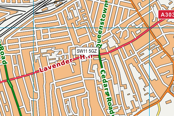 SW11 5GZ map - OS VectorMap District (Ordnance Survey)