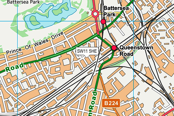 SW11 5HE map - OS VectorMap District (Ordnance Survey)