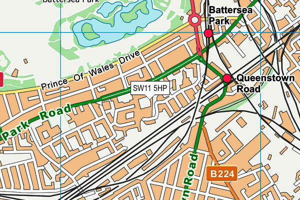 SW11 5HP map - OS VectorMap District (Ordnance Survey)