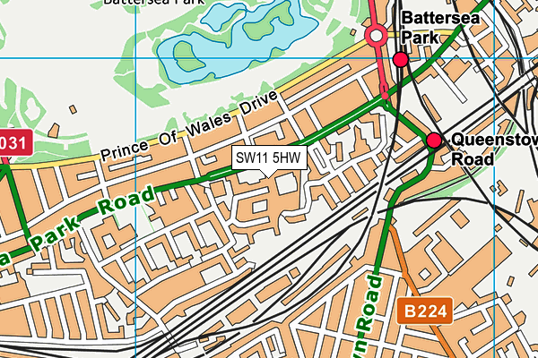 SW11 5HW map - OS VectorMap District (Ordnance Survey)