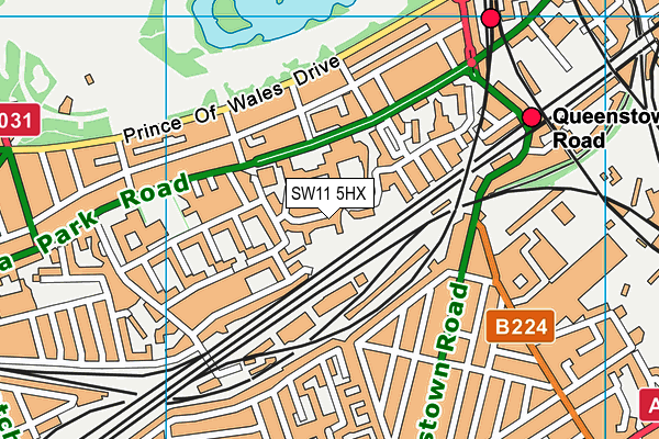 SW11 5HX map - OS VectorMap District (Ordnance Survey)