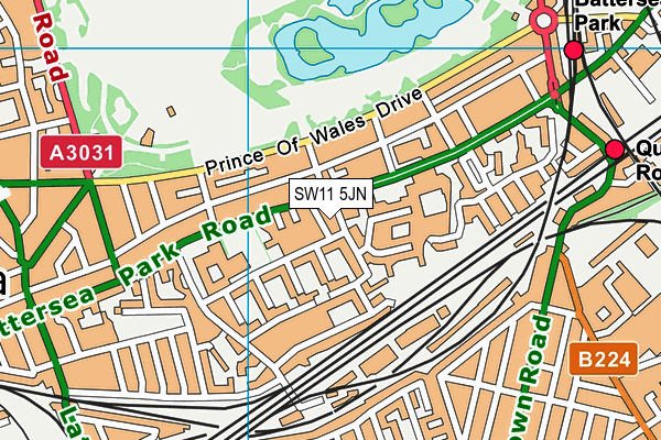 SW11 5JN map - OS VectorMap District (Ordnance Survey)