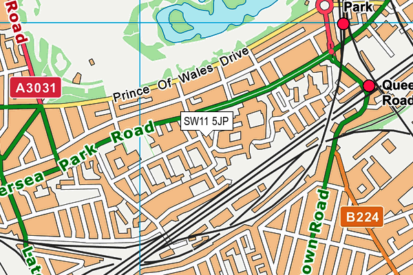 SW11 5JP map - OS VectorMap District (Ordnance Survey)