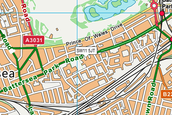 SW11 5JT map - OS VectorMap District (Ordnance Survey)