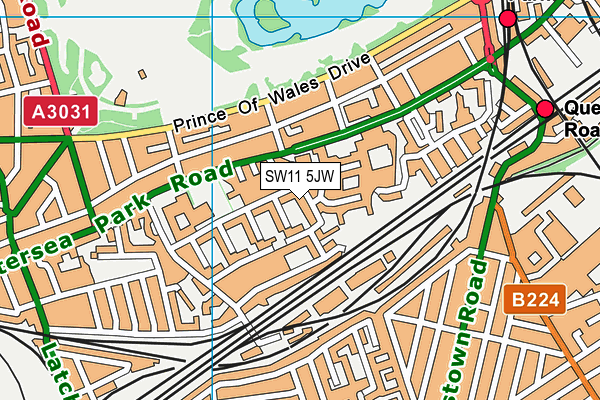 SW11 5JW map - OS VectorMap District (Ordnance Survey)