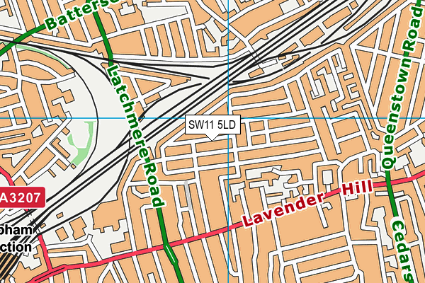 SW11 5LD map - OS VectorMap District (Ordnance Survey)