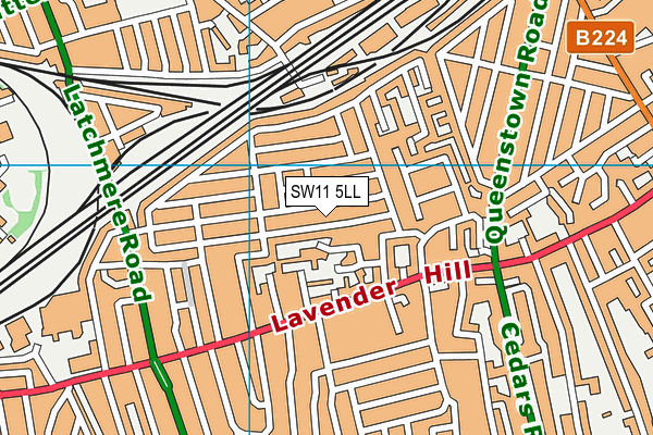 SW11 5LL map - OS VectorMap District (Ordnance Survey)