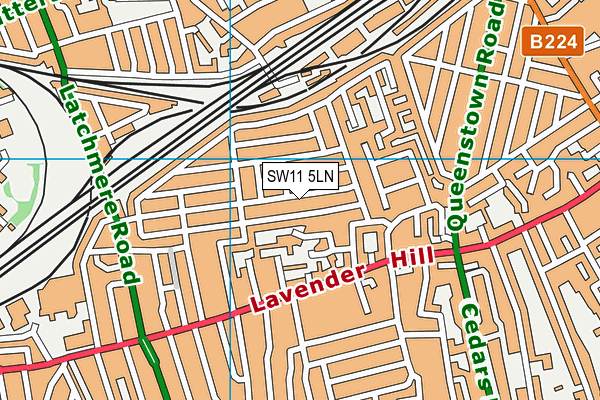 SW11 5LN map - OS VectorMap District (Ordnance Survey)