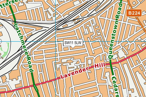 SW11 5LW map - OS VectorMap District (Ordnance Survey)