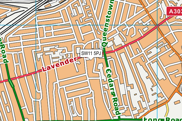 SW11 5PJ map - OS VectorMap District (Ordnance Survey)