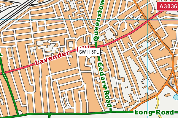 SW11 5PL map - OS VectorMap District (Ordnance Survey)
