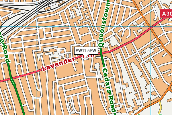 SW11 5PW map - OS VectorMap District (Ordnance Survey)