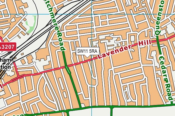 SW11 5RA map - OS VectorMap District (Ordnance Survey)