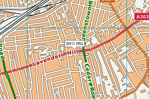 SW11 5RG map - OS VectorMap District (Ordnance Survey)