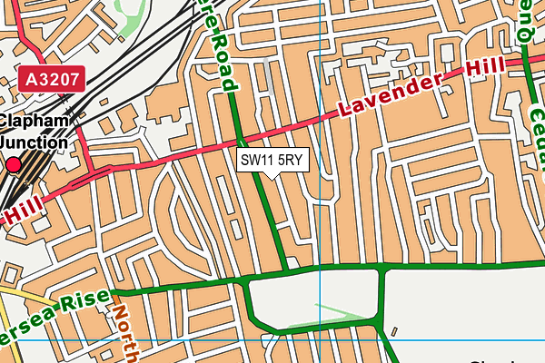 SW11 5RY map - OS VectorMap District (Ordnance Survey)