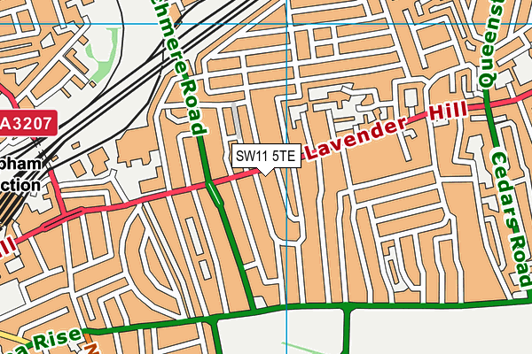 SW11 5TE map - OS VectorMap District (Ordnance Survey)