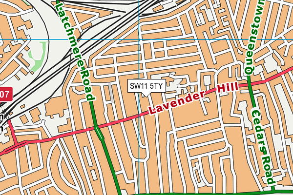 SW11 5TY map - OS VectorMap District (Ordnance Survey)