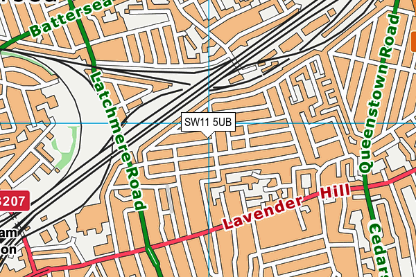 SW11 5UB map - OS VectorMap District (Ordnance Survey)