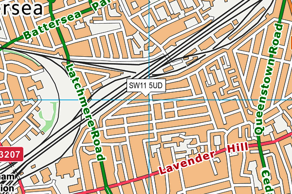 SW11 5UD map - OS VectorMap District (Ordnance Survey)