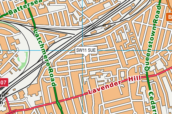 SW11 5UE map - OS VectorMap District (Ordnance Survey)