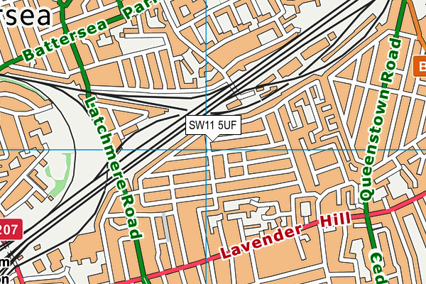 SW11 5UF map - OS VectorMap District (Ordnance Survey)