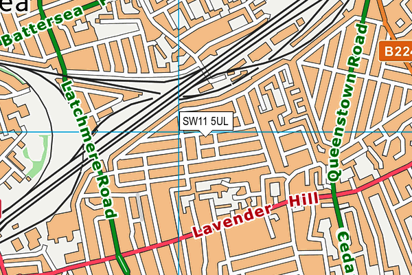 SW11 5UL map - OS VectorMap District (Ordnance Survey)
