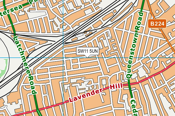 SW11 5UN map - OS VectorMap District (Ordnance Survey)