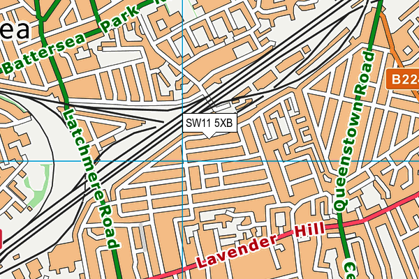 SW11 5XB map - OS VectorMap District (Ordnance Survey)