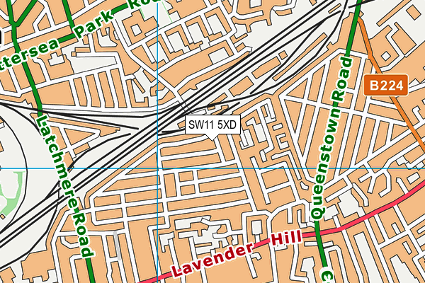 SW11 5XD map - OS VectorMap District (Ordnance Survey)