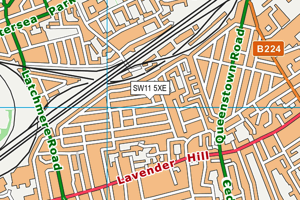 SW11 5XE map - OS VectorMap District (Ordnance Survey)