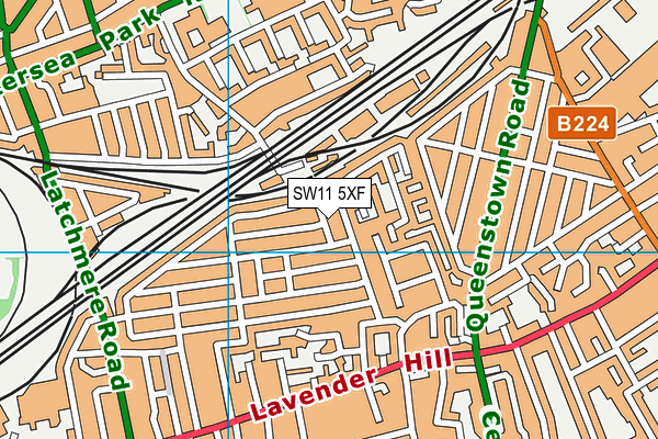 SW11 5XF map - OS VectorMap District (Ordnance Survey)