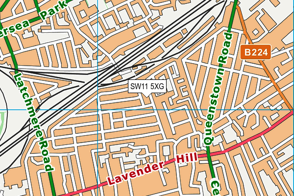 SW11 5XG map - OS VectorMap District (Ordnance Survey)