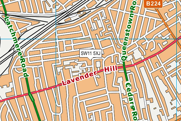 SW11 5XJ map - OS VectorMap District (Ordnance Survey)