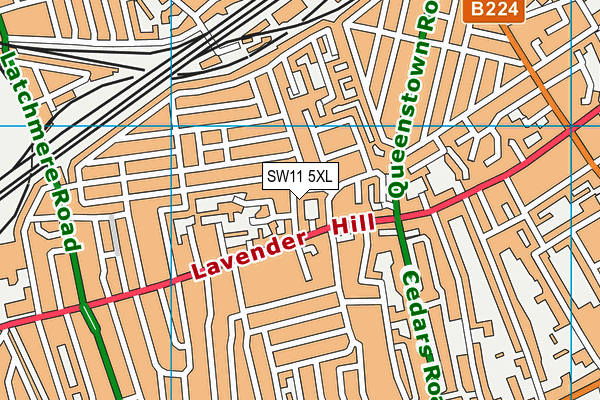 SW11 5XL map - OS VectorMap District (Ordnance Survey)