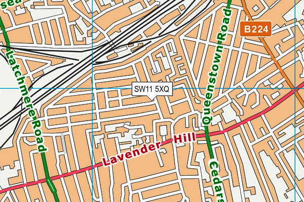 SW11 5XQ map - OS VectorMap District (Ordnance Survey)